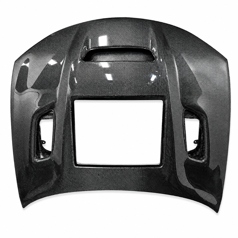2015-2023 Dodge Charger Demon style window hood installed for aggressive exterior styling and engine bay visibility