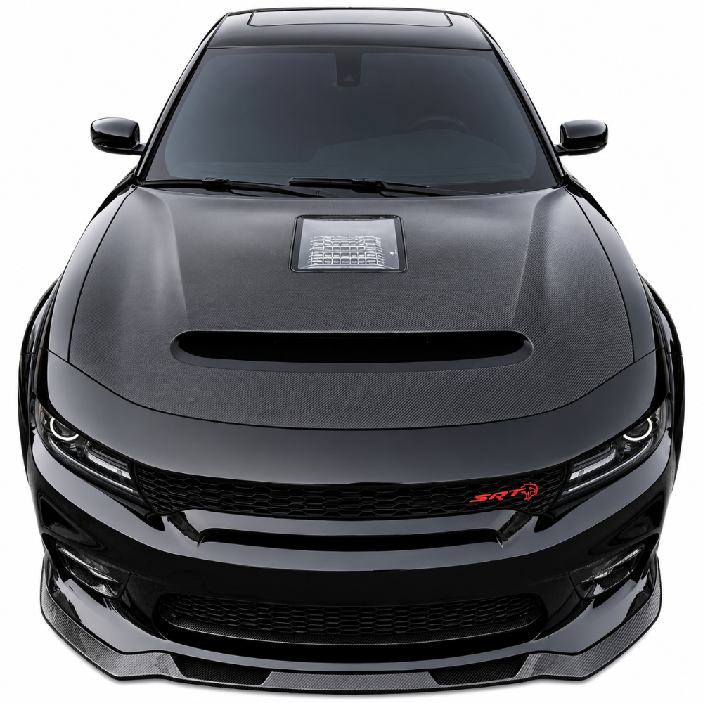 Top view of 2015-2023 Dodge Charger Demon Window Hood with center window opening