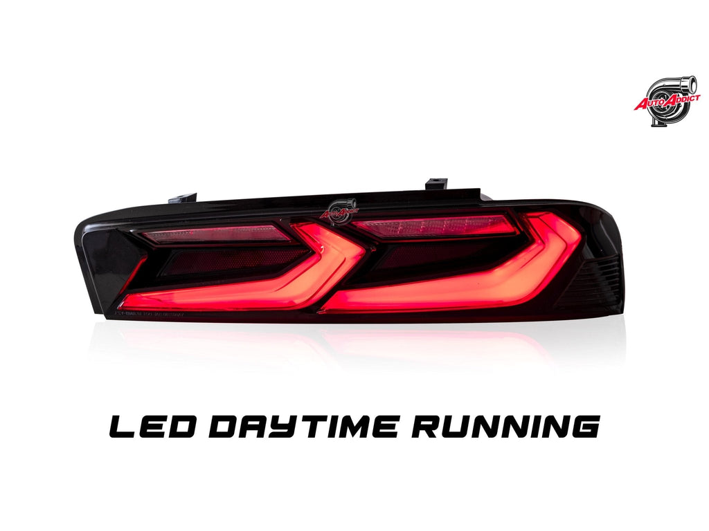 2016-2018 Chevy Camaro Velox Amber Sequential LED Taillights Gloss BLK/ Red Lens - Black Ops Auto Works