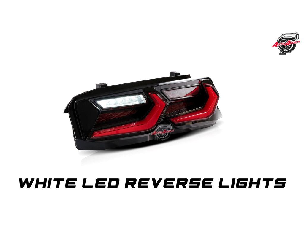 2019-2023 Chevy Camaro Velox Amber Sequential LED Taillights Gloss BLK/ Red Lens - Black Ops Auto Works
