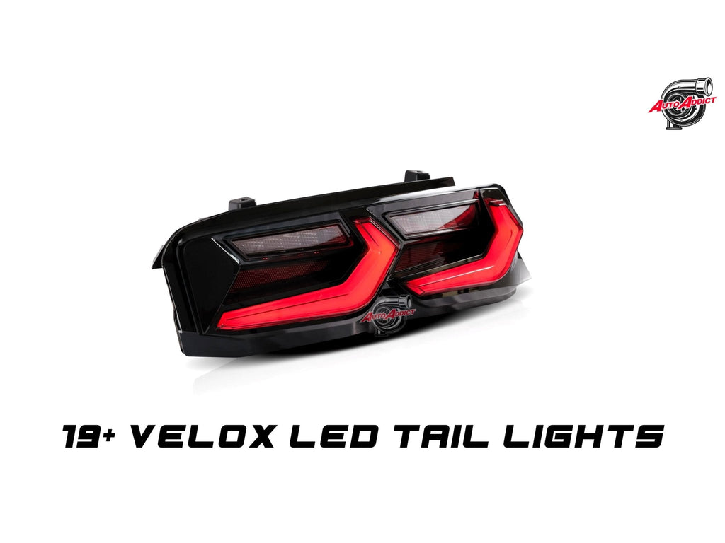 2019-2023 Chevy Camaro Velox Amber Sequential LED Taillights Gloss BLK/ Red Lens - Black Ops Auto Works