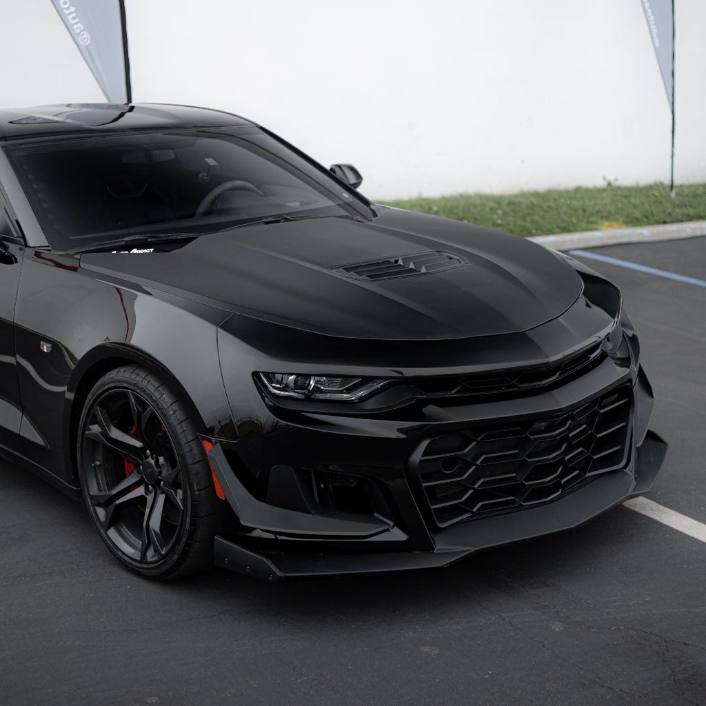 2019-2023 Chevy Camaro ZL1 1LE Track Package Front Bumper Conversion 13pcs Flat BLK w/RS Headlights - Black Ops Auto Works