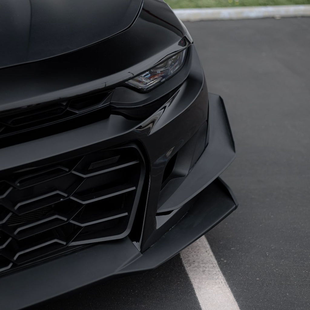 2019-2023 Chevy Camaro ZL1 1LE Track Package Front Bumper Conversion 13pcs Flat BLK w/RS Headlights - Black Ops Auto Works