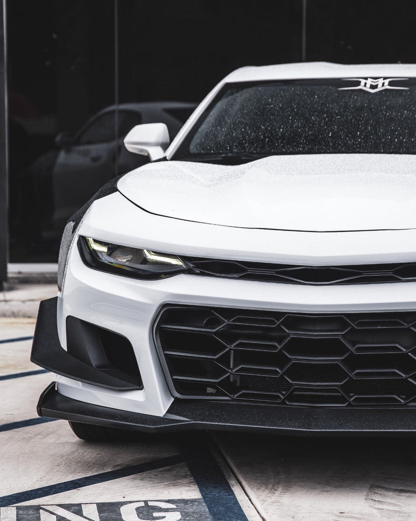 2019-2023 Chevy Camaro ZL1 1LE Track Package Front Bumper Conversion 9pcs Flat BLK Non RS Headlights - Black Ops Auto Works