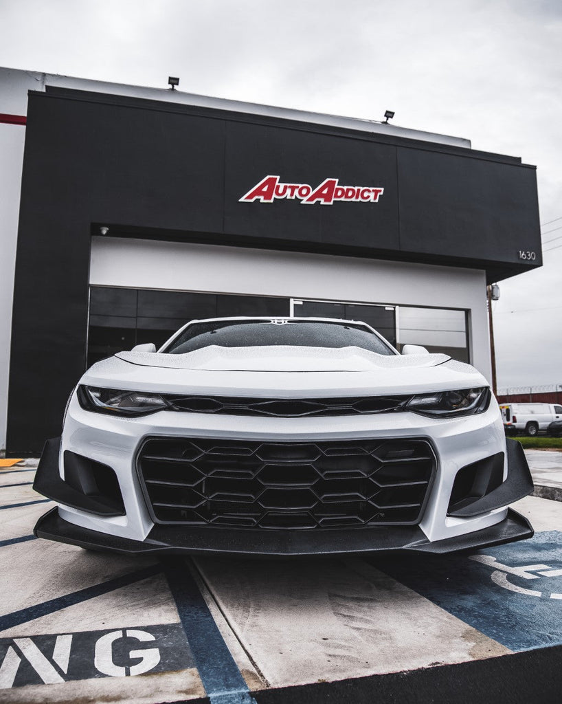 2019-2023 Chevy Camaro ZL1 1LE Track Package Front Bumper Conversion 9pcs Flat BLK Non RS Headlights - Black Ops Auto Works