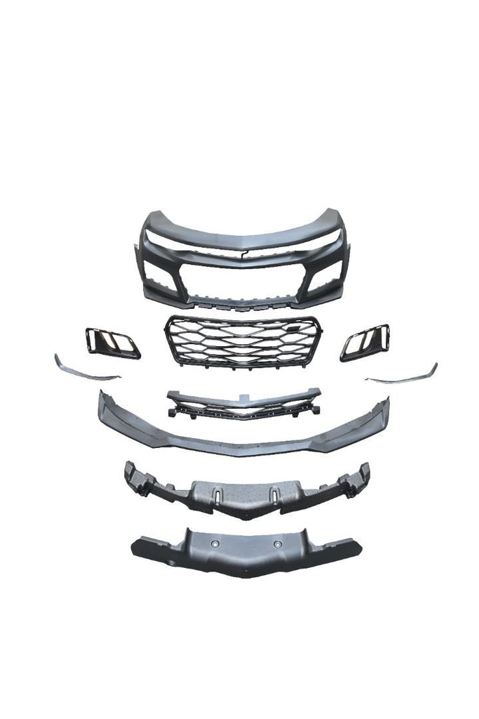 2019-2023 Chevy Camaro ZL1 Front Bumper Conversion 9pcs Flat BLK Non RS Headlights - Black Ops Auto Works