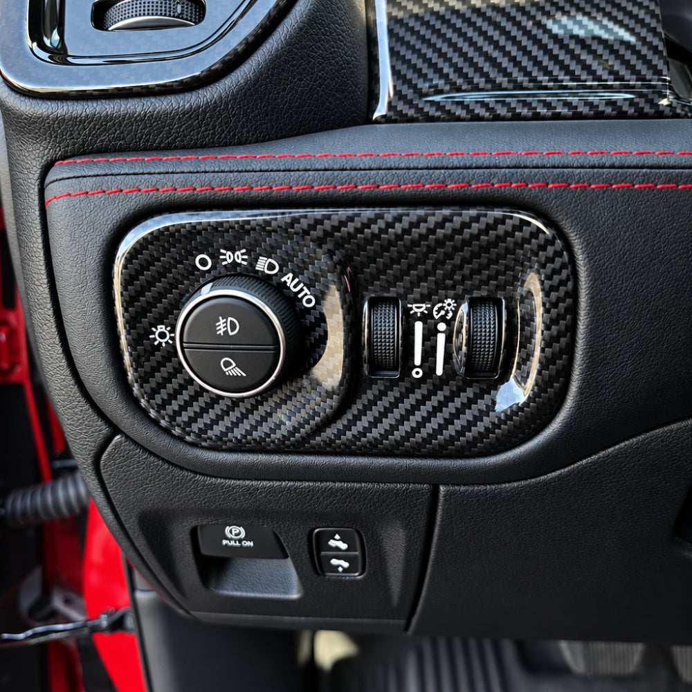 2019+ RAM 1500/ TRX / RHO Carbon Fiber Cover Headlight Control Bezel — Exotic Innovations product image 2