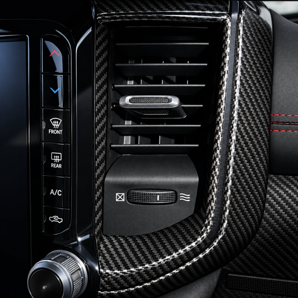 2019+ RAM 1500/ TRX / RHO Carbon Fiber Cover U-Connect Air Vent Trim — Exotic Innovations product image 2