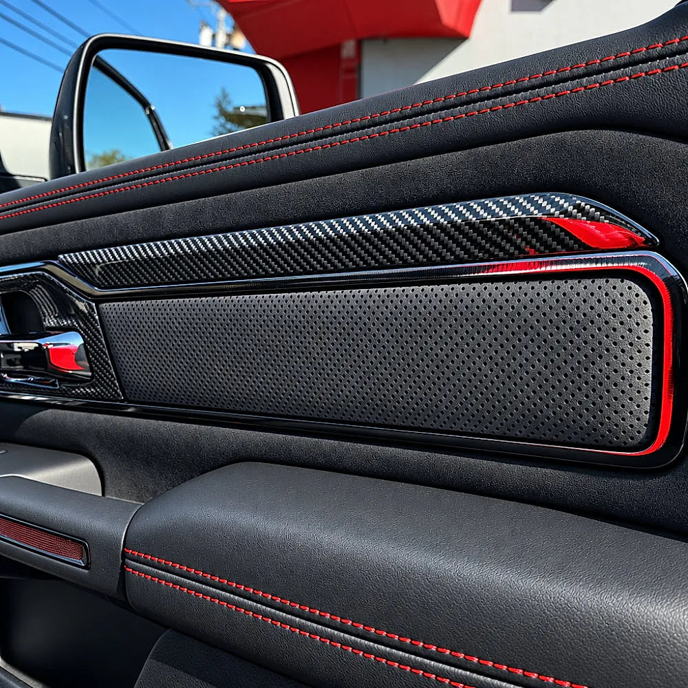 2019+ RAM 1500 TRX/RHO Carbon Fiber Interior Door Applique Covers — Exotic Innovations product image 2