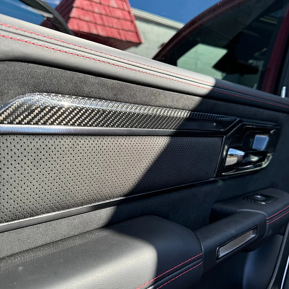 2019+ RAM 1500 TRX/RHO Carbon Fiber Interior Door Applique Covers — Exotic Innovations product image 6