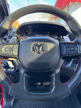 Load image into Gallery viewer, 2019+ RAM 1500/ TRX / RHO Carbon Fiber Steering Wheel Bezel Cover Exotic Innovations