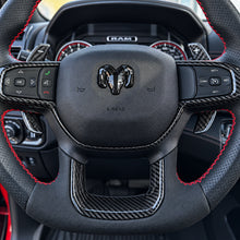Load image into Gallery viewer, 2019+ RAM 1500/ TRX / RHO carbon fiber steering wheel Lower Trim Cap — Exotic Innovations product image 6