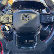 Load image into Gallery viewer, 2019+ RAM 1500/ TRX / RHO carbon fiber steering wheel Lower Trim Cap Exotic Innovations