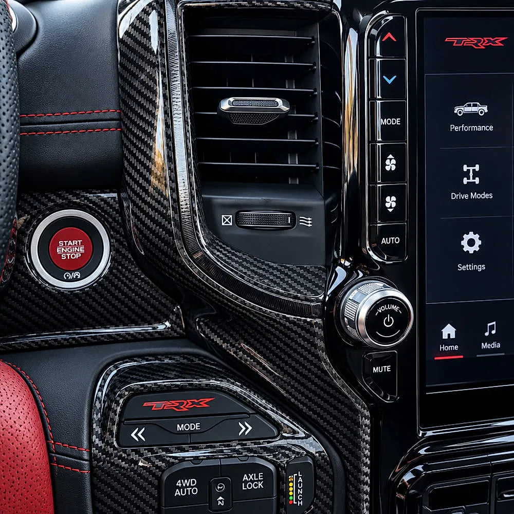 2019+ RAM 1500/ TRX / RHO Uconnect Radio Carbon Fiber Trim Panels — Exotic Innovations product image 2