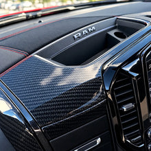 Load image into Gallery viewer, 2019 + Ram TRX/RHO Carbon Fiber Top Uconnect Radio Trim Cover — Exotic Innovations product image 2