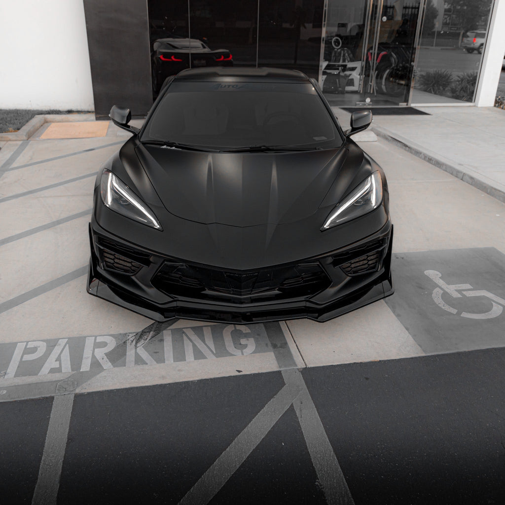 2020-2024 Corvette C8 Stingray Evo Style Front Lip Gloss Black-Lips & Splitters-Auto Addict-
