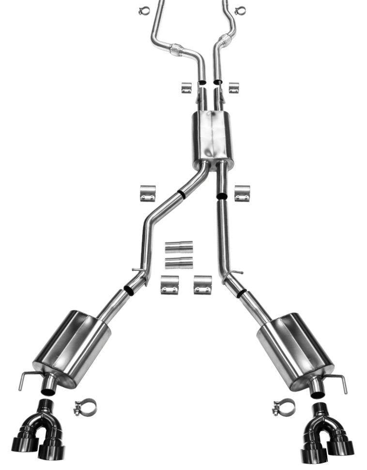 2020+ Explorer ST - 2.5" Downpipe Back Exhaust - Black Coated Tips - Black Ops Auto Works