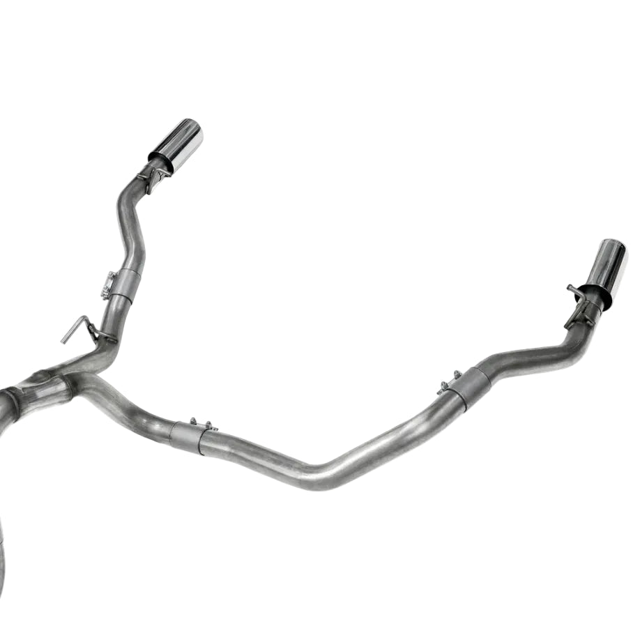 Dual-exit stainless steel catback exhaust with polished tips for 2021-2025 Ford F-150 EcoBoost