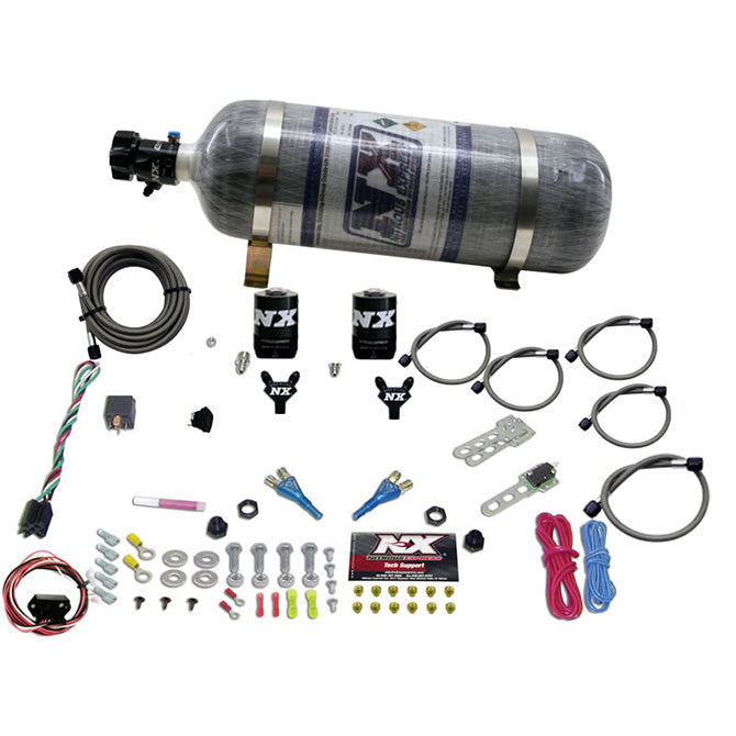 -Nitrous Express 03-18 Nissan 350Z/370Z Dual Nozzle (35-150HP) w/Composite Bottle-Nitrous Systems-Nitrous Express