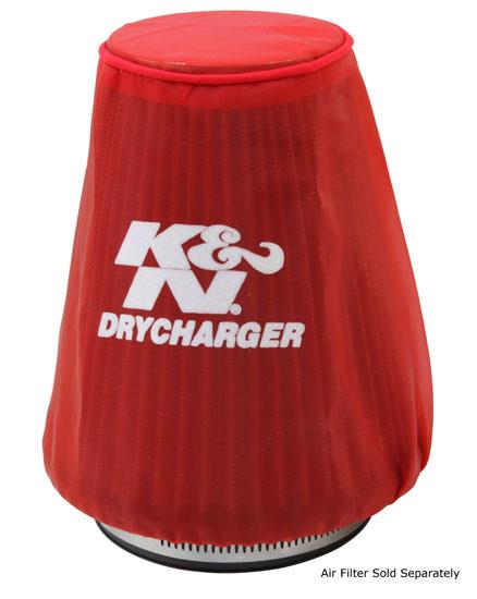 K&N 22-2030PR Red Drycharger Round Tapered Air Filter Wrap - 5.25 x 3 x 6 Inches - image 1