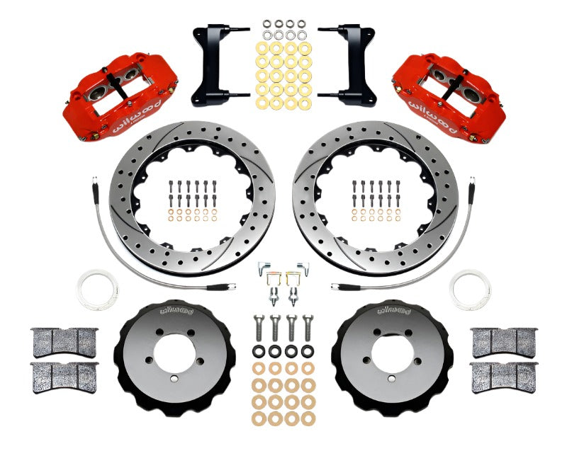 WIL140-12870-DR-Wilwood Narrow Superlite 6R Front Hat Kit 12.88in Drill Red 2012-Up Toyota / Scion FRS w/ Lines-Big Brake Kits-Wilwood
