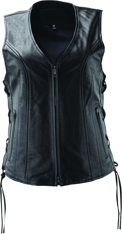 RIV094446-River Road Sapphire Leather Vest Black Womens - Large-Vests-River Road