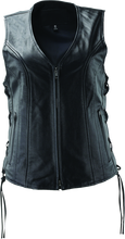 Load image into Gallery viewer, RIV094446-River Road Sapphire Leather Vest Black Womens - Large-Vests-River Road