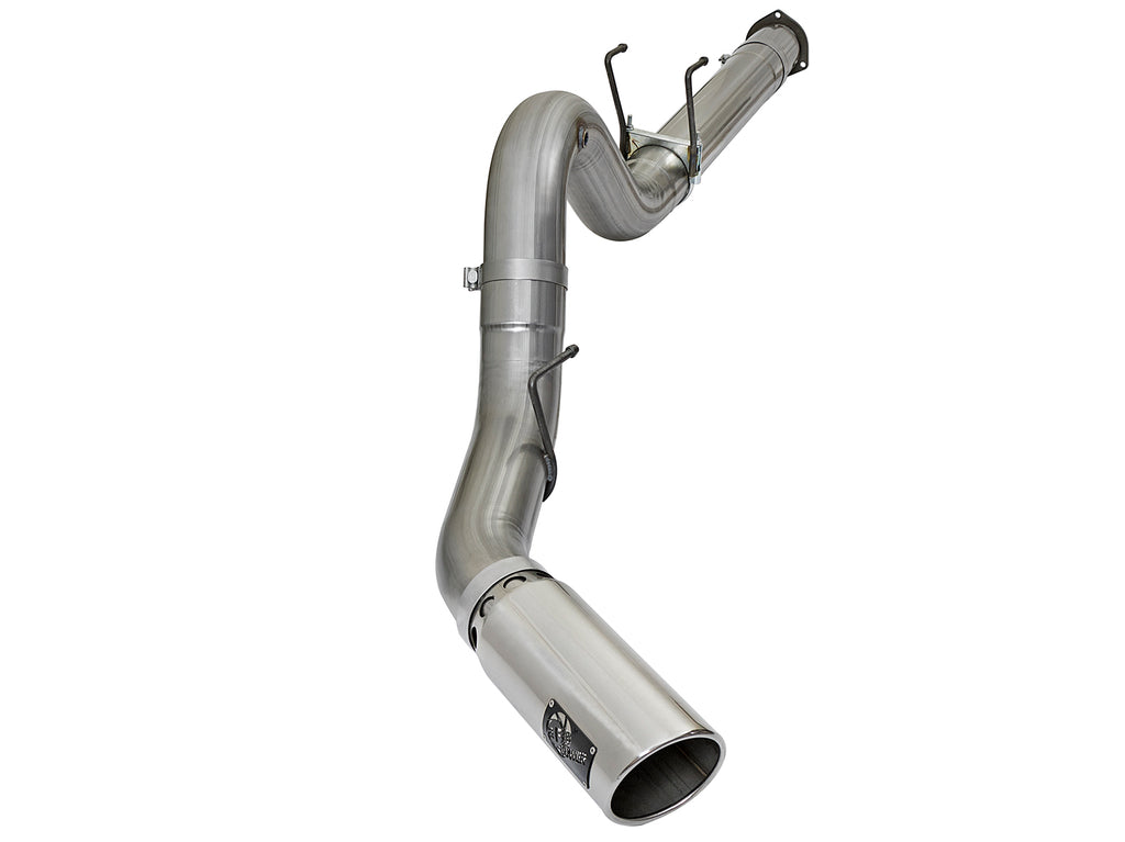 aFe aFe LARGE BORE HD 5in 409-SS DPF-Back Exhaust w/Polished Tip 2017 Ford Diesel Trucks V8 6.7L (td)