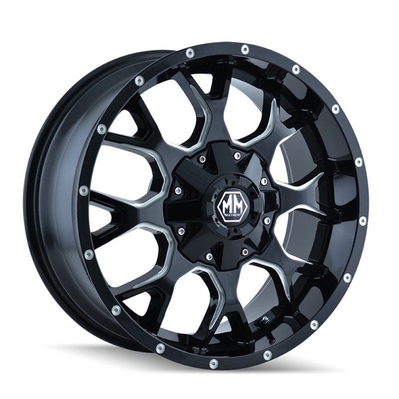 Mayhem 8015 Warrior 20x10 / 6x135 BP / -25mm Offset / 106mm Hub Black w/ Milled Spokes Wheel-Wheels - Cast-Mayhem