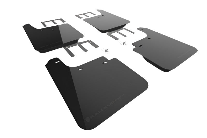 RALMF121-UR-BLK-MBK-Rally Armor 19-24 Gen 4 Chevy Silverado 1500 Black UR Mud Flap Metallic Black Logo-Mud Flaps-Rally Armor