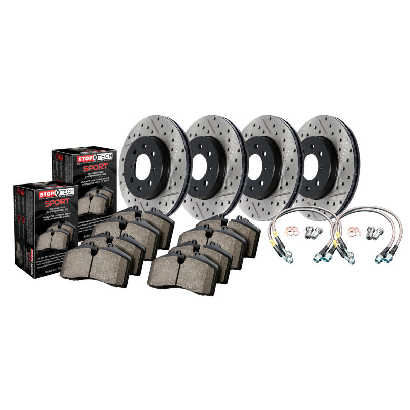 STO978.34016-Sport Axle Pack, Drilled & Slotted, 4 Wheel-Brake Rotors - Slot & Drilled-Stoptech