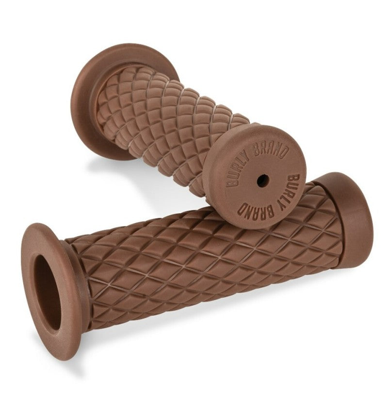 Burly Brand Rubber Diamondback Grips 7/8in - Brown-Grips-Burly Brand