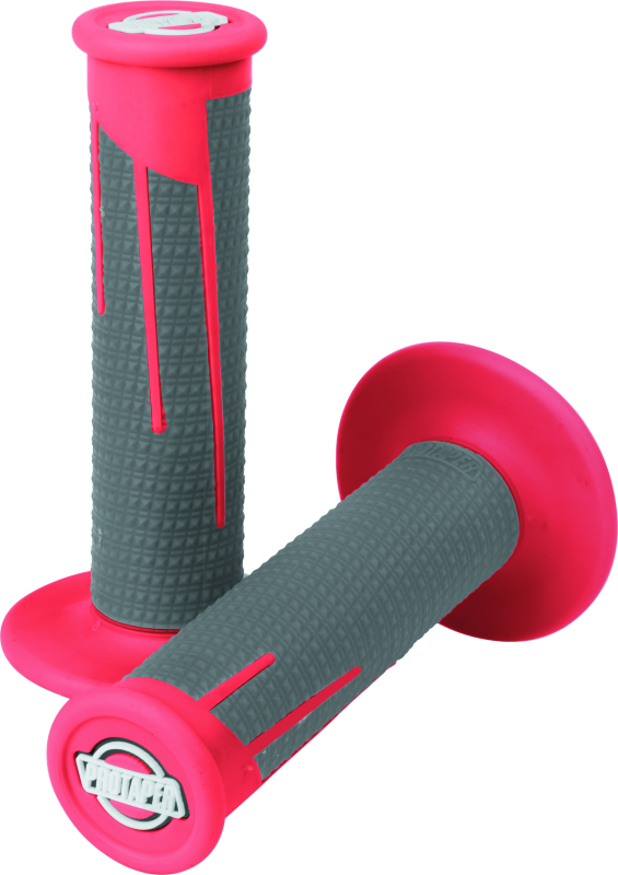 PTR021687-ProTaper Full Diamond Clamp-On Grips - Red/Dark Gray-Grips-ProTaper