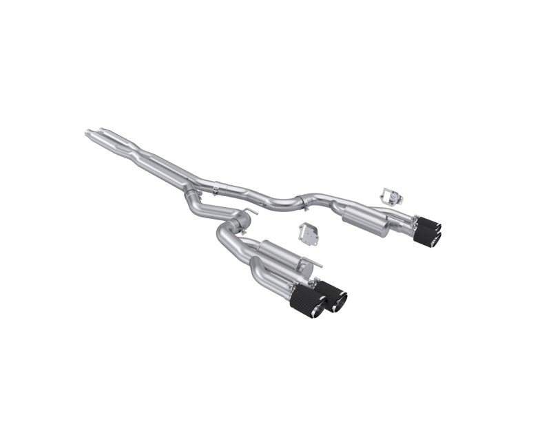 MBRPS72823CF-MBRP 2024+ Ford Mustang 5.0L T304 SS 3in Cat-Back Exhaust w/ Quad Carbon Fiber Tips (Valve Delete)-Catback-MBRP