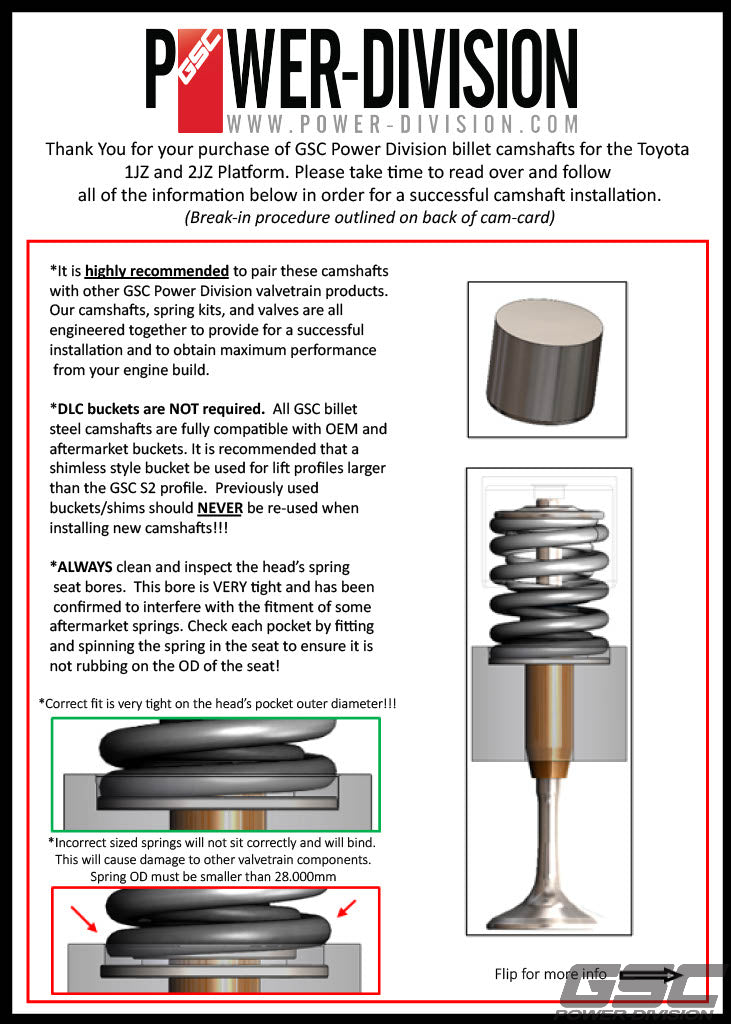 GSC Power-Division Billet VVTI 2JZ-GTE R1 Camshafts