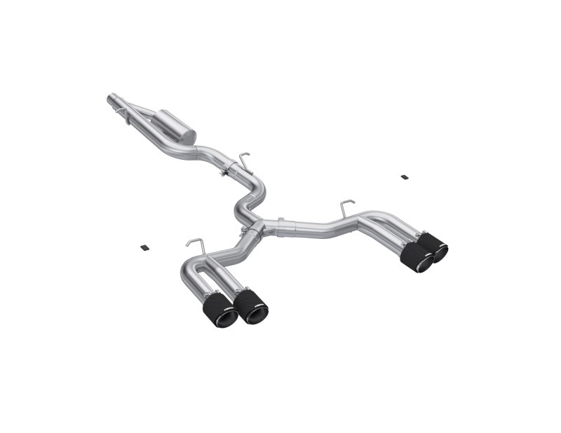 MBRPS46203CF-MBRP 22-24 Audi S3 2.0L Armor Pro T304 SS 3in Cat-Back Quad Split Rear Exhaust w/ Carbon Fiber Tips-Catback-MBRP