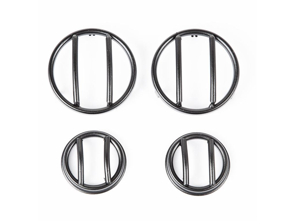 RUG11230.03-Rugged Ridge 07-18 Jeep Wrangler JK Black Headlight Euro Guards-Light Covers and Guards-Rugged Ridge