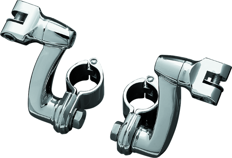 KUR7986-Kuryakyn Longhorn Offset Peg Mounts With 1-1/4inch Magnum Quick Clamp Chrome (Pair)-Footpegs-Kuryakyn