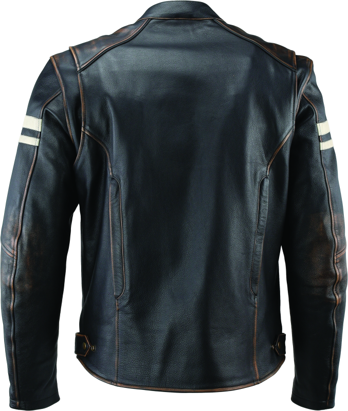 RIV094382-River Road Hoodlum Vintage Leather Jacket Black - Small-Jackets - Leather-River Road