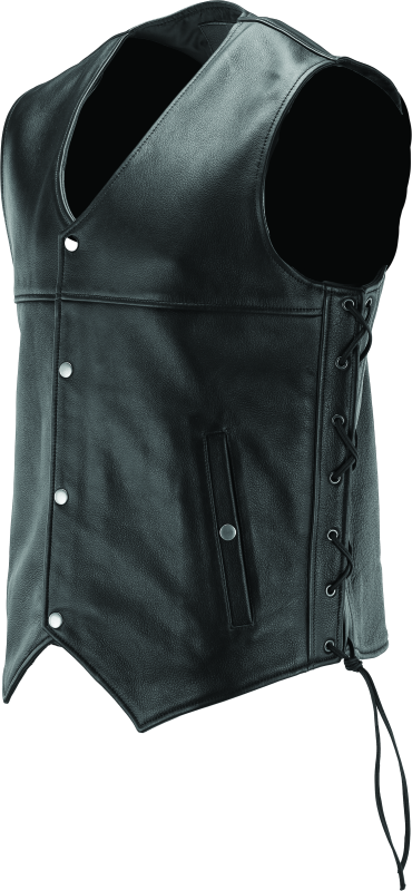 RIV094433-River Road Old Skool Leather Vest Black - Large-Vests-River Road
