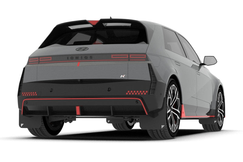 RALMF117-BAT-BLK-PBL-Rally Armor 2025 Hyundai Ioniq 5 N Black UR Mud Flap Light Blue Battery Logo-Mud Flaps-Rally Armor