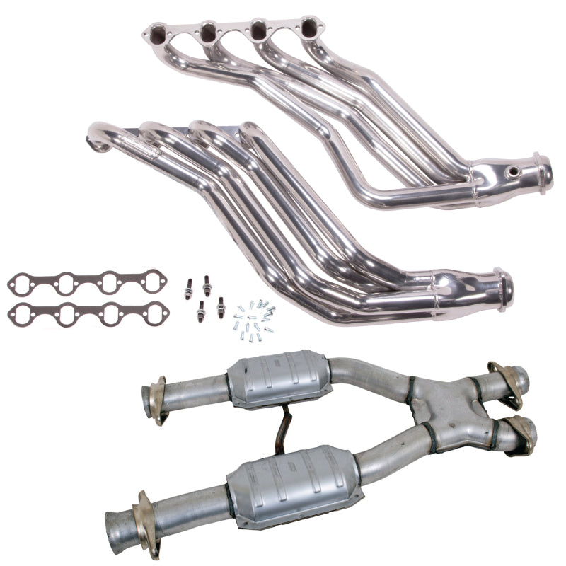 BBK15943-BBK 79-93 Ford Mustang 5.0L 1-3/4 Long Tube Headers w/High Flow Catted X-Pipe (Silver Ceramic)-Headers & Manifolds-BBK