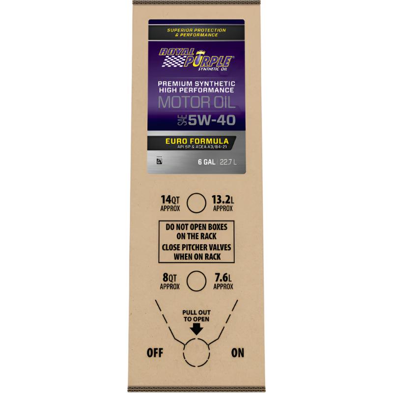 RLP60540-Royal Purple Premium Synthetic High Performance Euro Formula 5W-40 Motor Oil - 6 Gallon Bag-In-Box-Motor Oils-Royal Purple