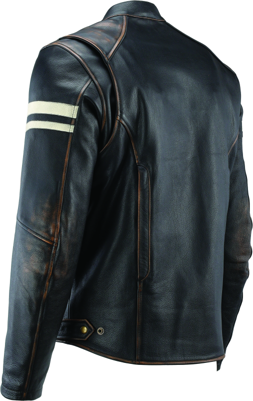 RIV094382-River Road Hoodlum Vintage Leather Jacket Black - Small-Jackets - Leather-River Road