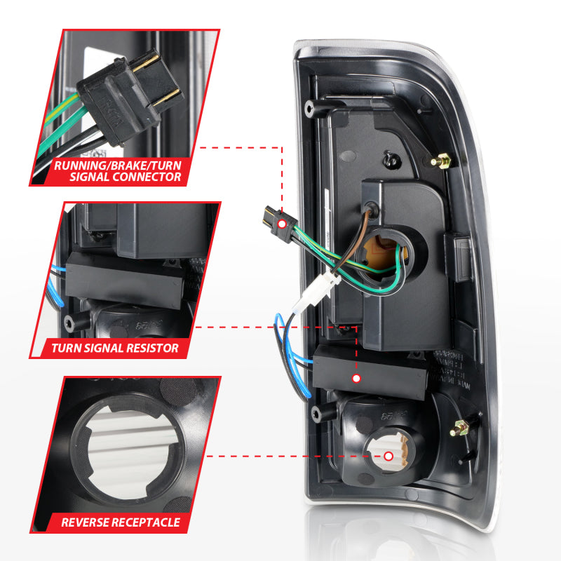 ANZO 1997-2003 Ford F-150 LED Tail Lights w/ Light Bar Black Housing Smoke Lens-Tail Lights-ANZO