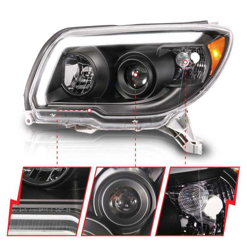 ANZ111616-ANZO 06-09 Toyota 4 Runner Projector Headlights Plank Style - Black-Headlights-ANZO