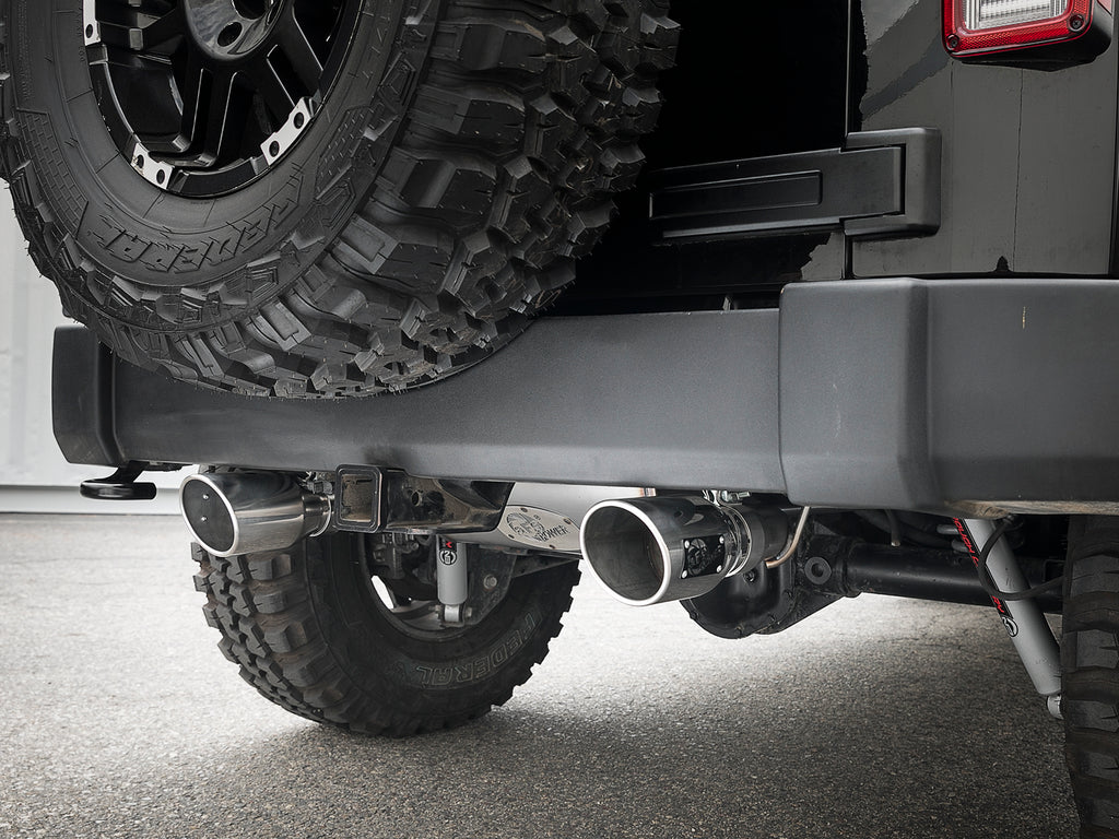 aFe aFe Rebel Series 2.5in 409 SS Axle-Back Exhaust w/Polished Tips 07+ Jeep Wrangler (JK) V6 3.6L/3.8L