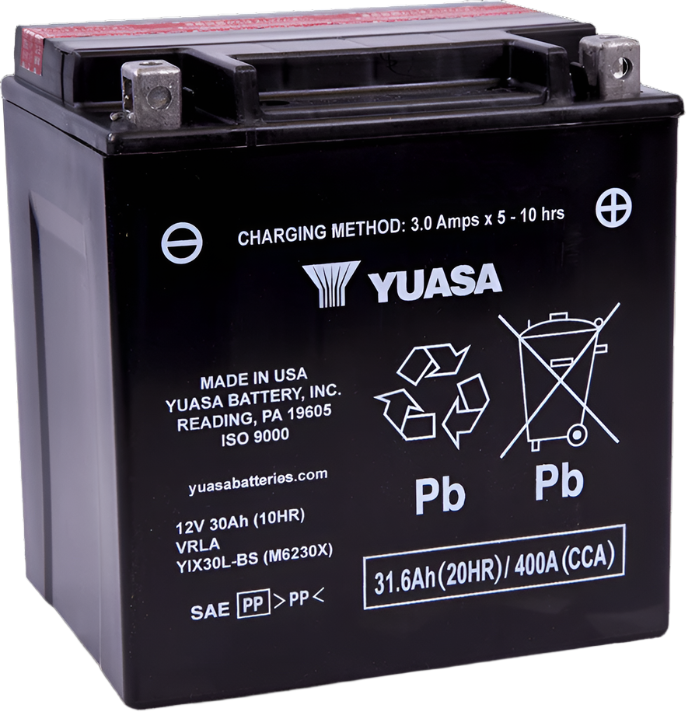 Yuasa YIX30L-BS High Performance Maintenance Free AGM 12 Volt Battery (Bottle Supplied)-Batteries-Yuasa Battery