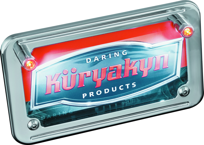 KUR9398-Kuryakyn LED License Plate Light With Red Accent Light Universal Chrome-Light Bars & Cubes-Kuryakyn