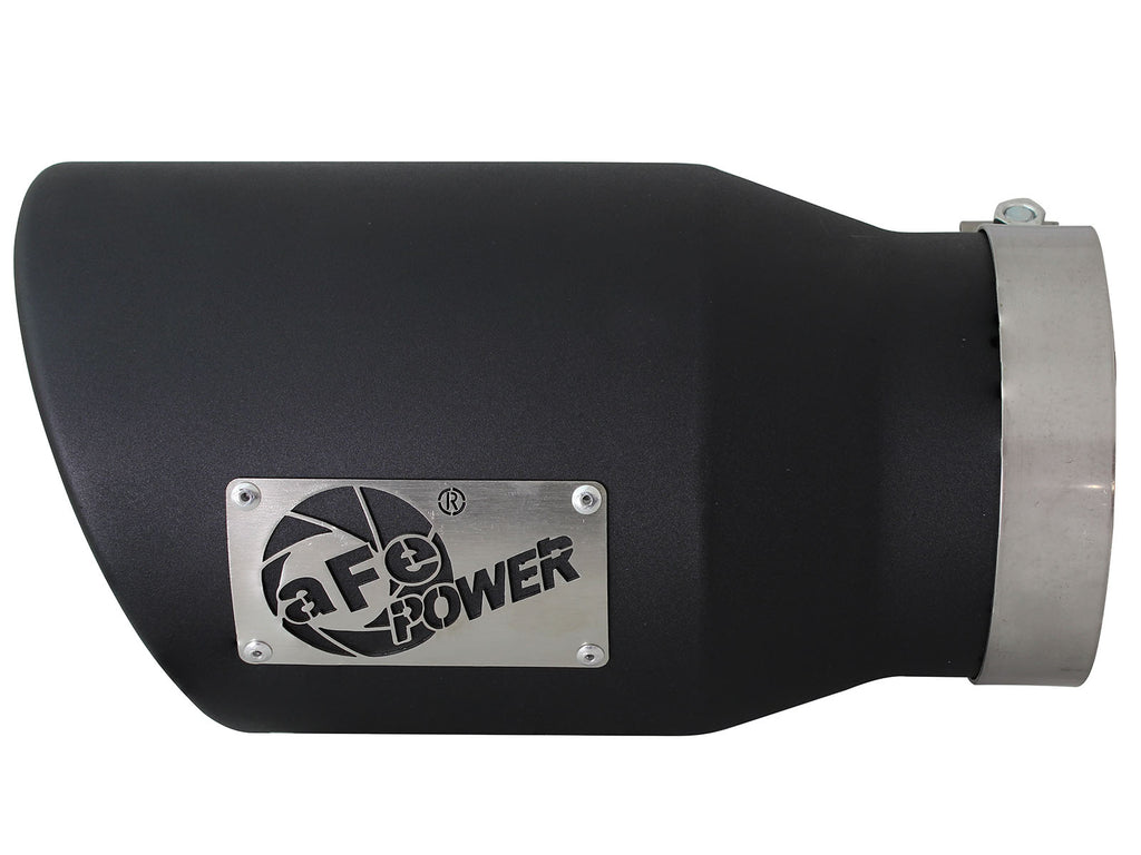 aFe aFe MACHForce XP 5in 304 Stainless Steel Exhaust Tip 5 In x 7 Out x 12L in Bolt On Right - Black